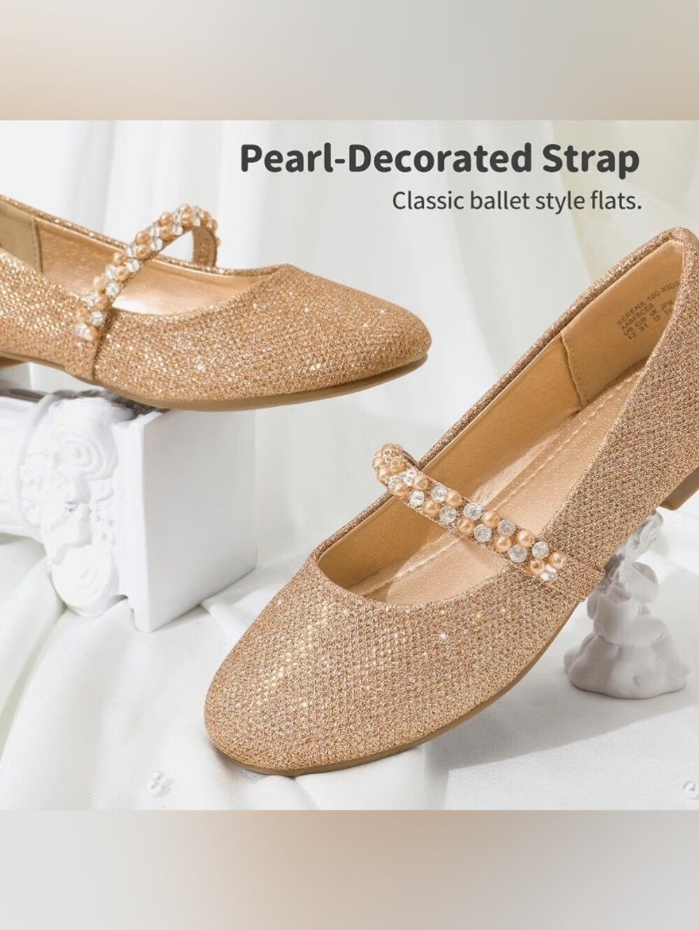 DREAM PAIRS Rose Gold Mary Jane Dress Shoes W/ Pearl/ Diamond straps New In Box